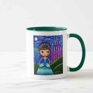 Caneca Cute Cinderella Doll Vestindo Tiara Castle Mug