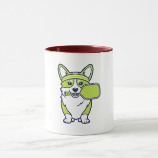 Caneca Cute Corgi Pickleball Player Illustration-- Funny 