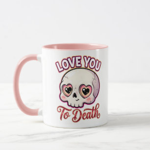 Caneca Cute Crânio Gótico de Dia dos Namorados – Amo Você