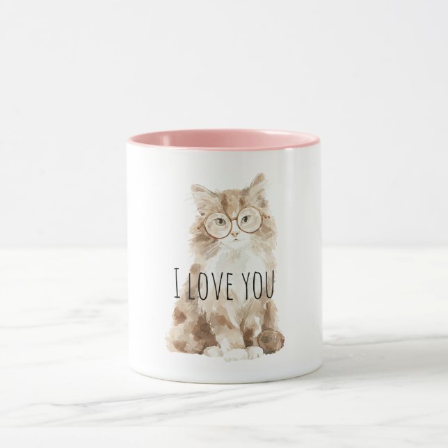 Caneca Cute Cream Cat with Glasses (Centro)