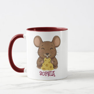 Caneca Cute Custom Name Mouse Woodland Animal Kids