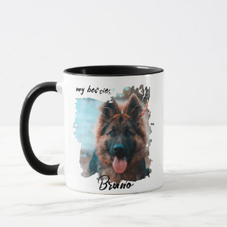 Caneca Cute Custom Typography Dog Photo Bestie Pet 
