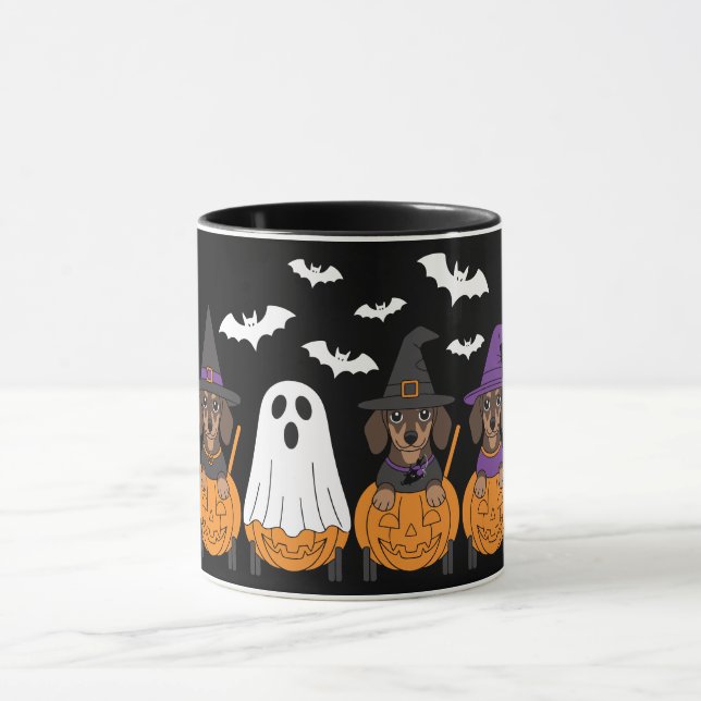 Caneca Cute Dachshunds Halloween Party (Centro)
