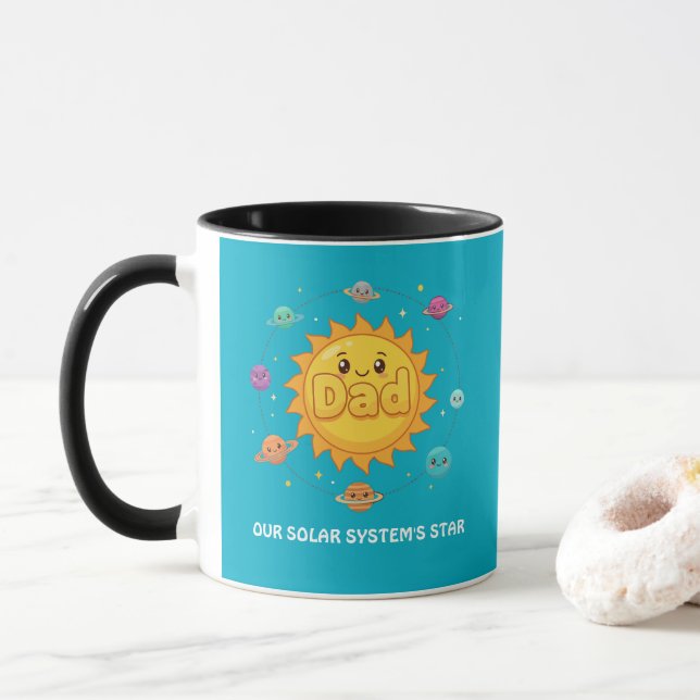 Caneca Cute Dad Solar System Star Space Cartoon (Com Donut)