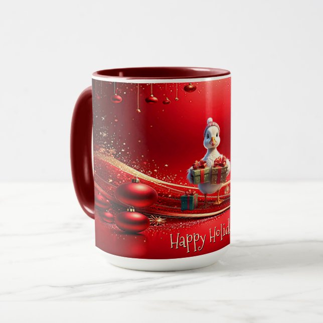 Caneca Cute Duck Christmas Holiday Mug (Frente Esquerda)