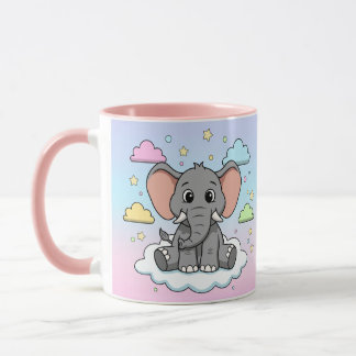 Caneca Cute Elephant on Cloud - I'm Ele-Fun-t Pun