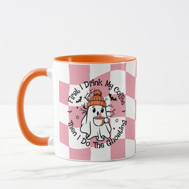 Caneca Cute Fantasma Outono Abóbora Especiarias Rosa (Esquerda)