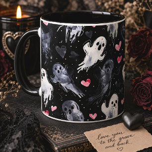Caneca Cute Fantasmas & Corações Espiritual Valentim Góti