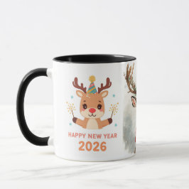 Caneca cute festive deer happy new year 2026 coffee mug
