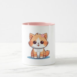 Caneca Cute Floral Cat Mug – Soft Pastel Aesthetic Kitten