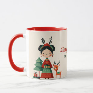 Caneca Cute Frida Kahlo Retro Merry Nome de Natal