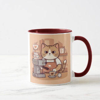 Caneca Cute Funny Cartoon Barista Cat Mug