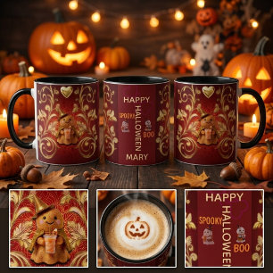 Caneca Cute Ghost Latte Halloween com Nome Persona