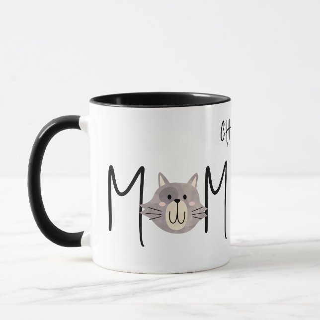 Caneca Cute Grey Cat's Mother Named Black Mothers Day  (Esquerda)