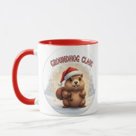 Caneca Cute Groundhog Claus Funny Groundhog Christmas
