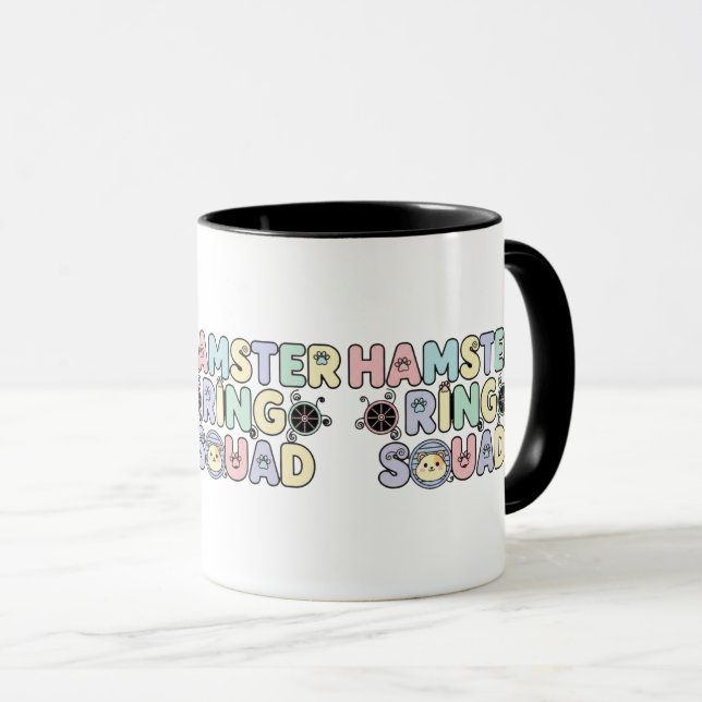 Caneca Cute Hamster Ring Squad Pastel Design (Frente Esquerda)