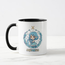 Caneca Cute Kawaii Aquarius Zodiac Sign