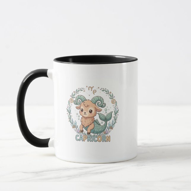 Caneca Cute Kawaii Capricorn Zodiac Sign (Esquerda)
