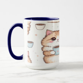 Caneca Cute Kawaii Cat Coffee Mug - Cat Lover Gift - Pers