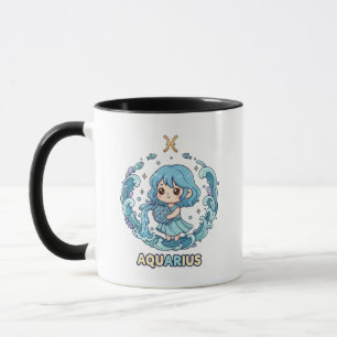 Caneca Cute Kawaii Signo do Zodíaco Aquário