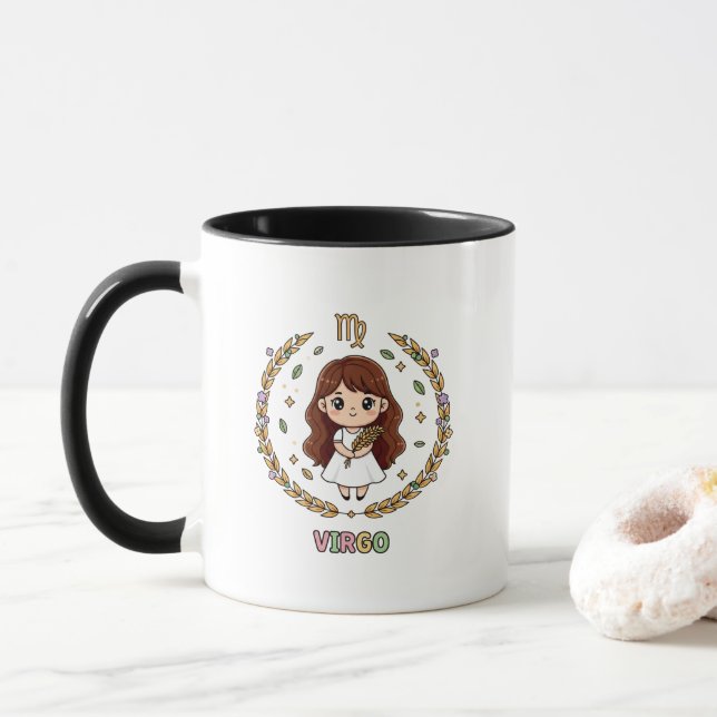 Caneca Cute Kawaii Virgo Zodiac Sign (Com Donut)