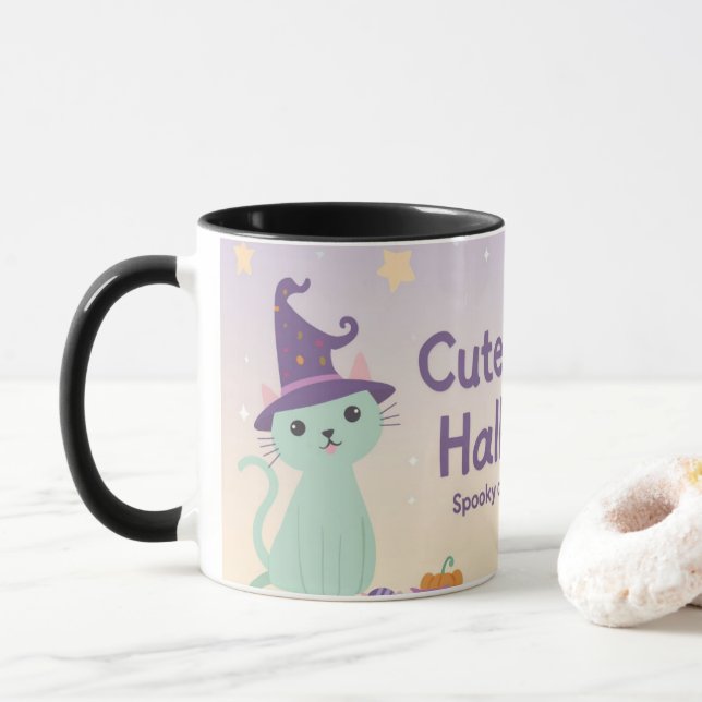 Caneca 🧡 ✨ “Cute & Kind Halloween” Collection 🎃🌿 (Com Donut)