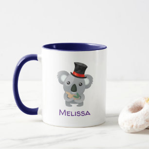 Caneca Cute Koala em um Black Top Hat Custom