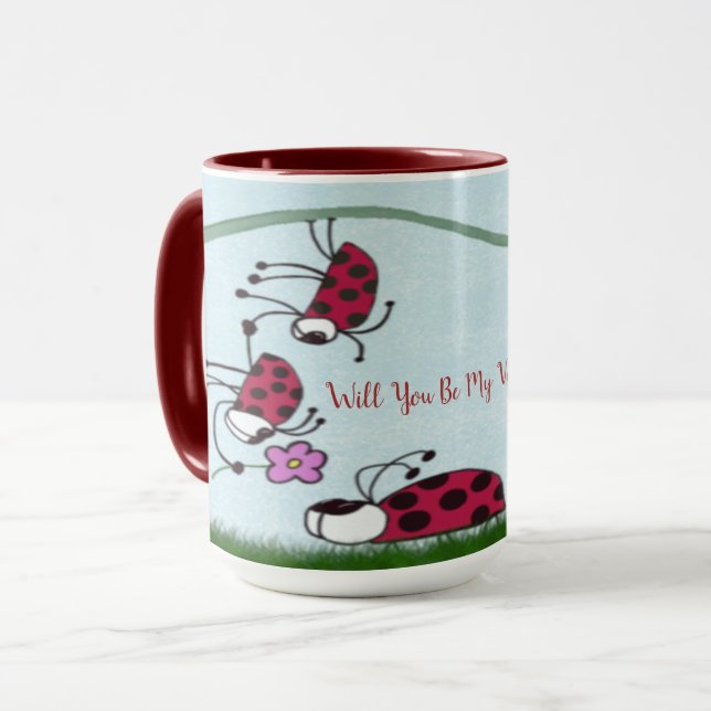 Caneca Cute Ladybug Professando Sua Pintura De Amor (Frente Esquerda)