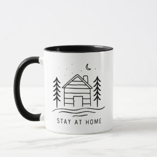 Caneca Cute Log Cabine Permaneça Em Casa