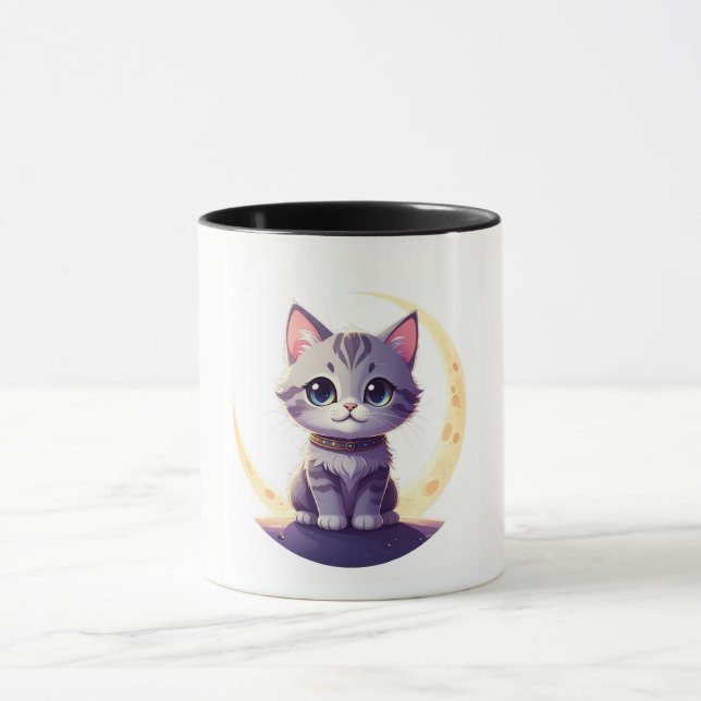 Caneca Cute Moon Cat Mug – Magical Kitten on CrescentMoon (Centro)