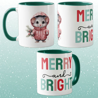 Caneca Cute mouse christmas merry and bright