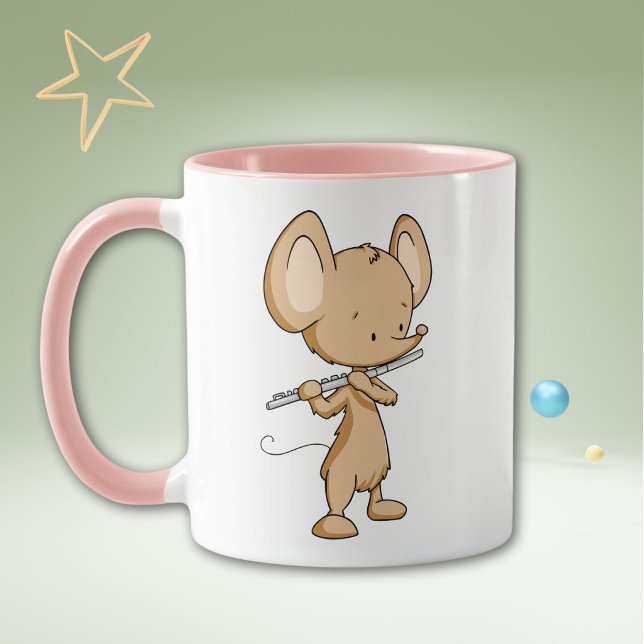 Caneca Cute Mouse Musician Flutist Personalized (Criador carregado)