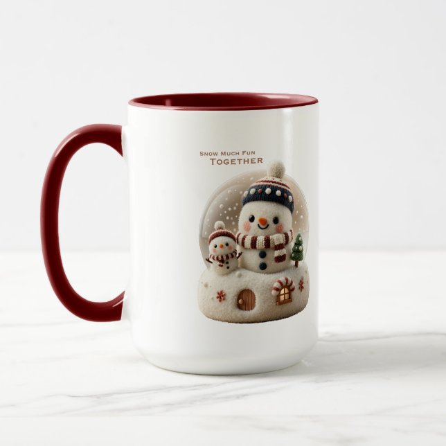 Caneca Cute Needle Felted Snowman Snowglobe (Esquerda)