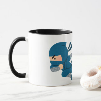 Caneca Cute Ninja Mug | Funny Cartoon Ninja Coffee Mug | 