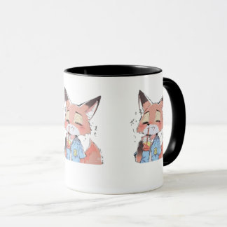 Caneca Cute Orange Fox Drinking Juice Mug – Fun Animal Lo