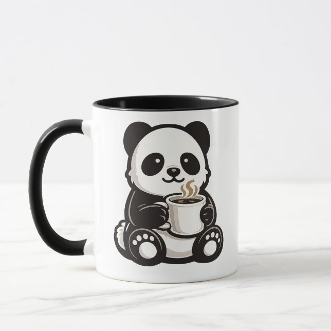 Caneca Cute Panda Coffee – Kawaii Panda Holding Coffee  (Esquerda)