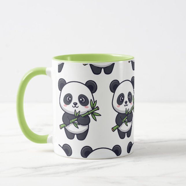 Caneca Cute Panda Pattern Mug – Black & White Design (Esquerda)