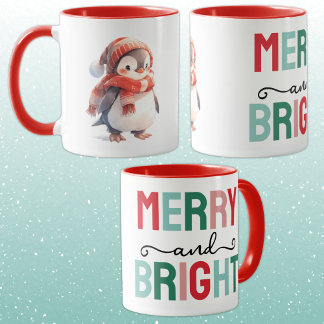 Caneca Cute penguin christmas merry and bright