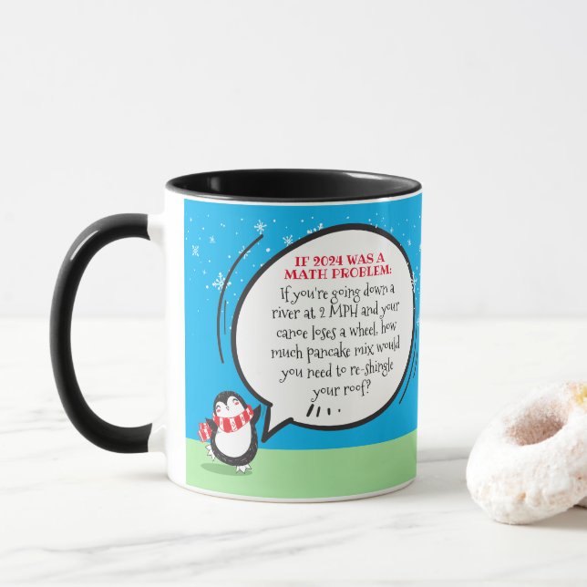Caneca Cute Penguin Engraçado Ano Novo Problema Matemátic (Com Donut)