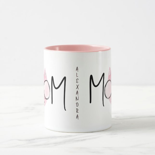 Caneca Cute Pink Cat's Mother Mothers Day Personalized  (Centro)