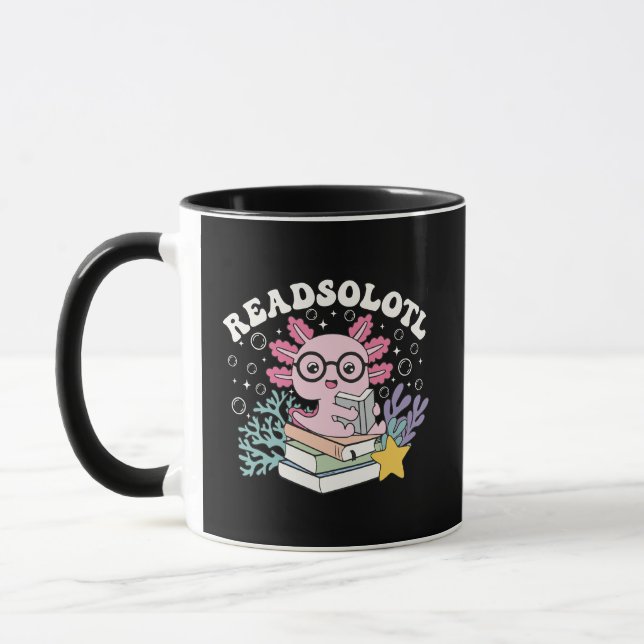 Caneca Cute Readsolotl Axolotl Reading Books Pun Coffee  (Esquerda)