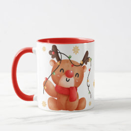 Caneca Cute Reindeer Christmas Design, Festive Holiday