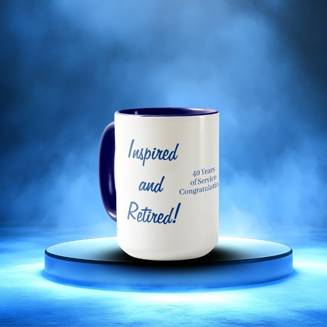 Caneca  Cute Retire Typography Blue Personalize (Personalize for the Retiree)