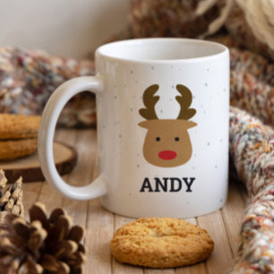 Caneca Cute Rudolph Custom Name Mug