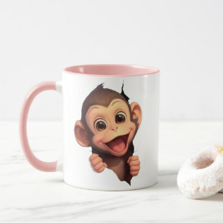 Caneca Cute Smiling Monkey Coffee Mug – Adorable Animal 