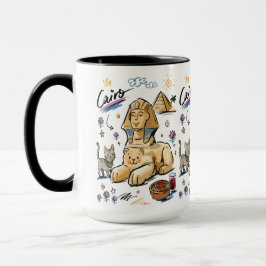 Caneca Cute Sphinx Cairo Egito Arte Doodle