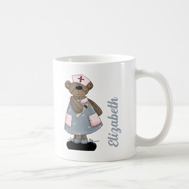 Caneca Cute Teddy Bear Nome Personalizado Gift Mug para E (Direita)