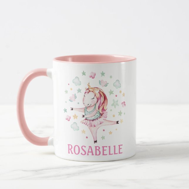 Caneca Cute Unicorn Ballerina Girly PInk Kids' (Esquerda)