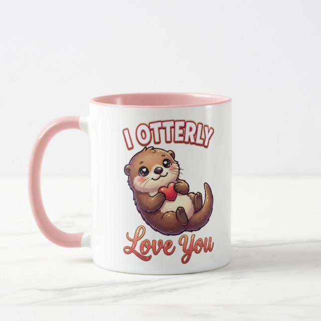 Caneca Cute Valentine Otter – I Otterly Love You (Esquerda)
