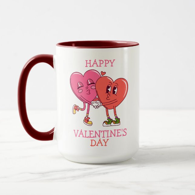 Caneca Cute Valentine's Hearts Couple Coffee Mug (Esquerda)